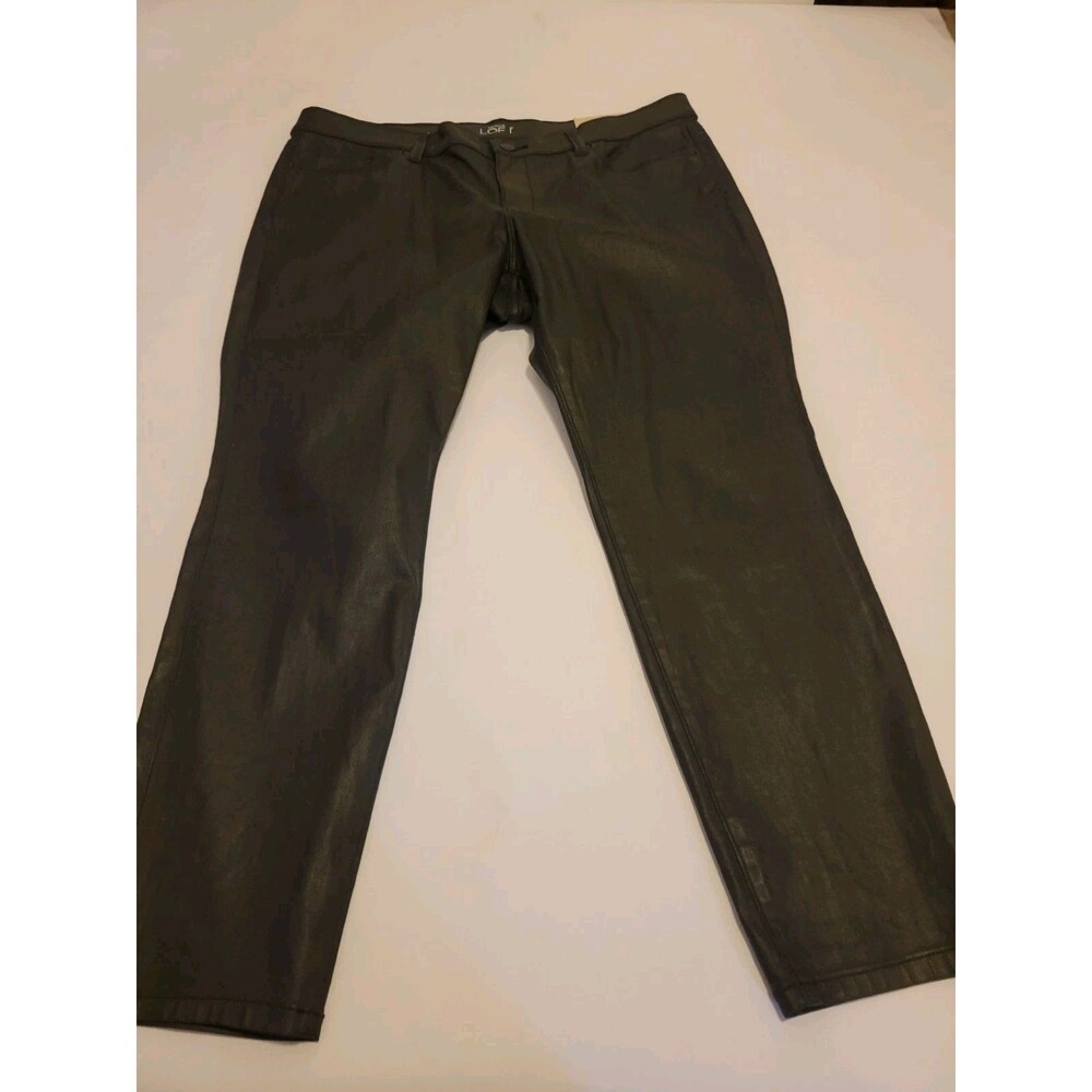 LOFT ANN TAYLOR Modern Skinny Leg Coated Wax Denim Jeans Size 33/16p  Black